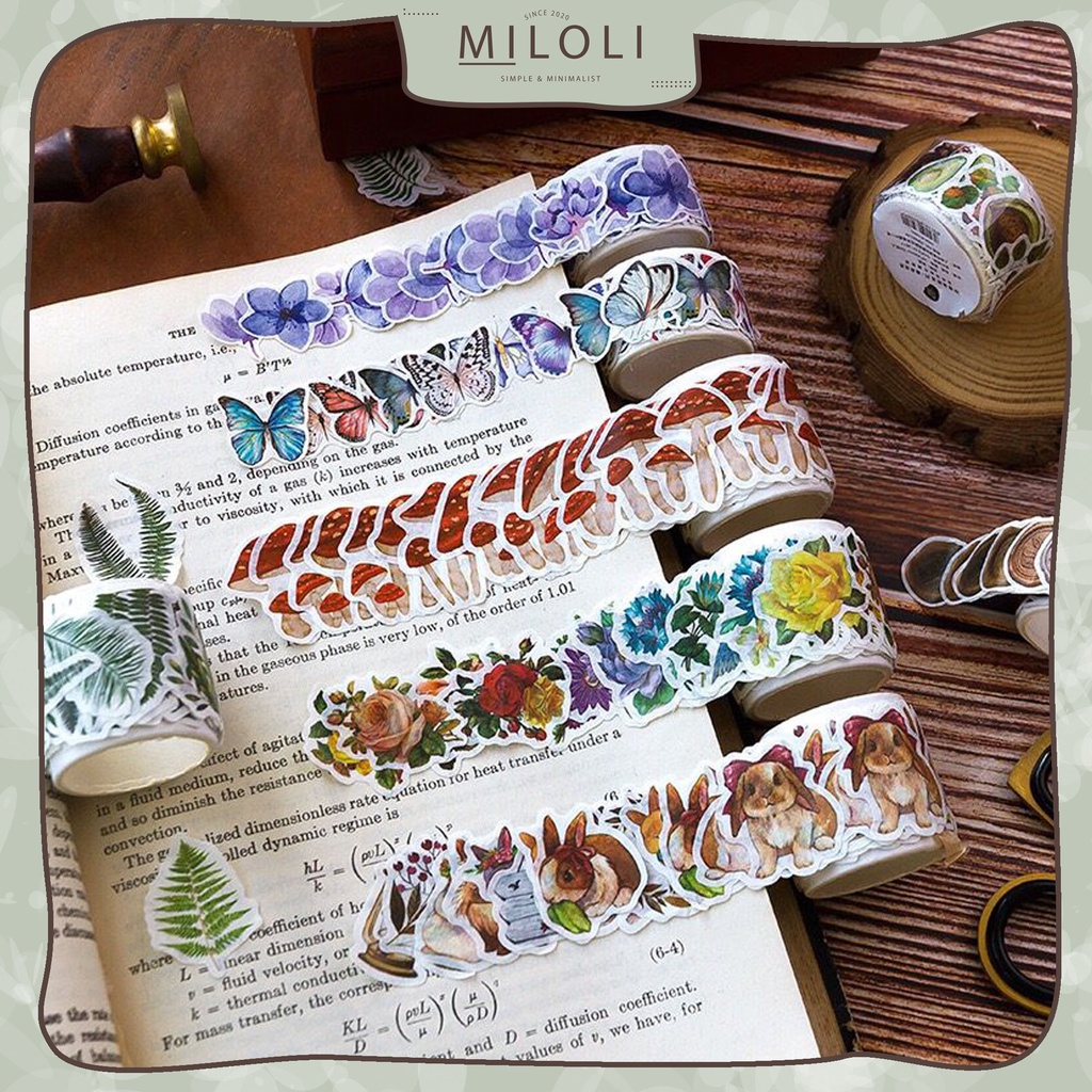 

[MILOLI] 1Rolls STICKER CUTE ANIMAL VINTAGE Plant Flower Deco BUJO Planner Scrapbook DIY - A0053