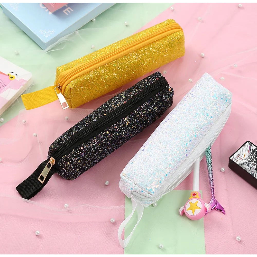 

Kiara Tempat Pensil Payet Kecil / Pencil Cases / Tempat Pensil Polos Bulat / Alat Tulis Kantor Sekolah / Tempat Pensil Perempuan Rasleting