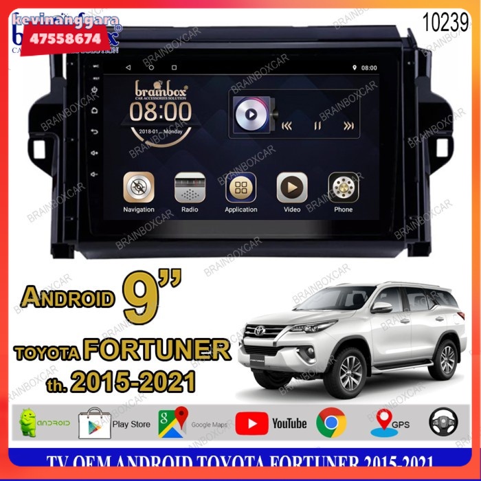 Brainbox TV Mobil OEM Toyota Fortuner 2015-2021 Android Headunit Tape