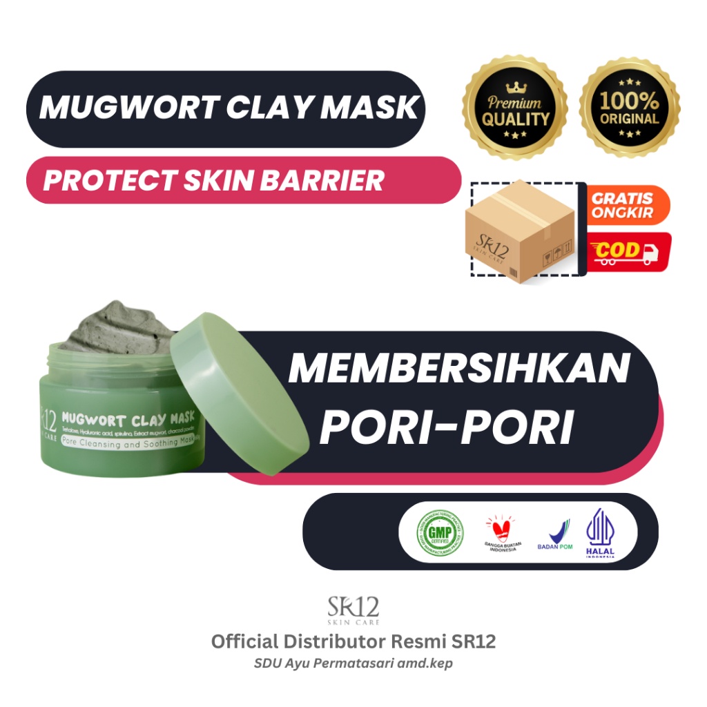 SR12 MUGWORT CLAY MASK - MASKER WAJAH TERBUAT DARI TANAMAN HERBAL KOREA