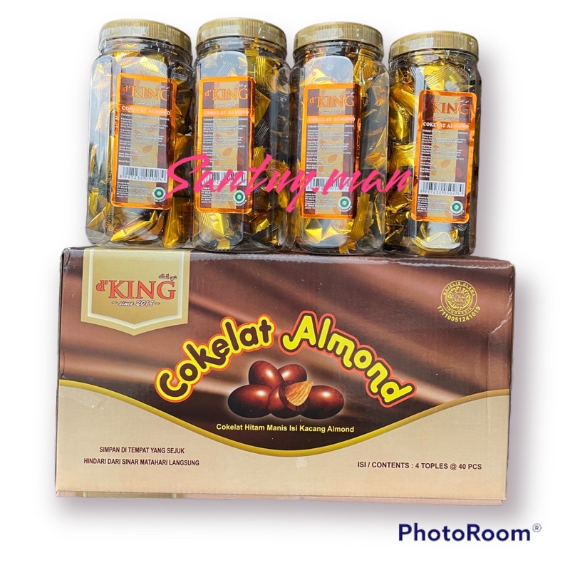 

COD coklat almond musdalifah - 1 Kardus Cokelat Almond isi 4 toples D'king exp 2024 pilih varian