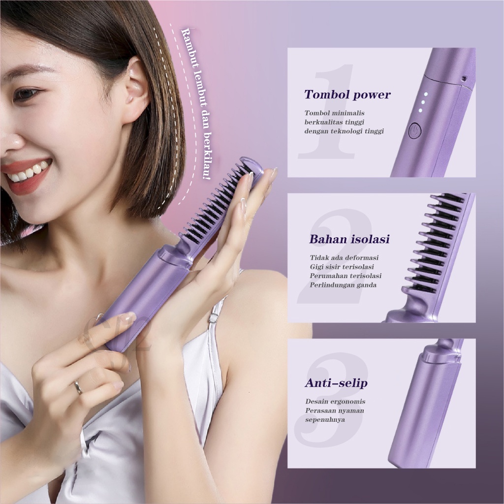 ASS SISIR PELURUS RAMBUT WIRELESS + CATOKAN MINI PORTABLE / PORTABEL ELECTRIC HAIR STRAIGHTENER / SI