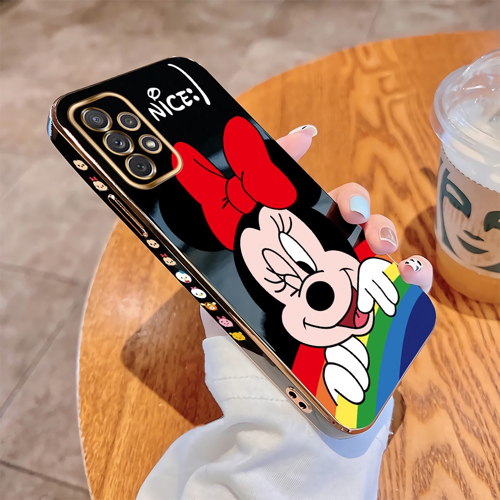 Untuk Samsung Galaxy A72 A52 A52S A22 A12 5G A02 Luxury Plating TPU Soft Case Cartoon Minnie Back Co