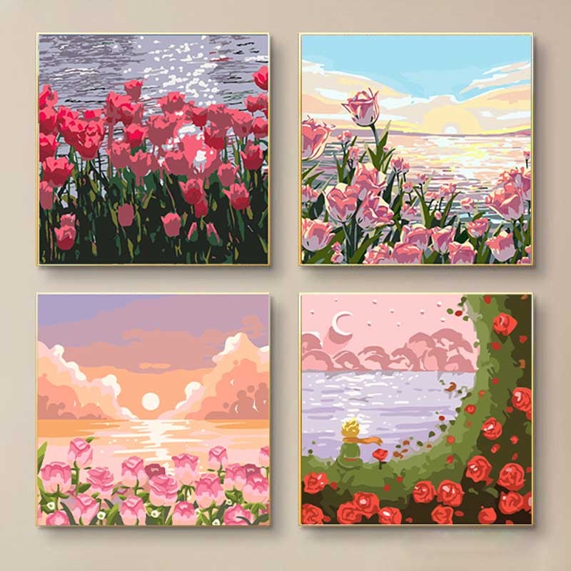 

✨PAINT BY NUMBER 20x20 CM AESTHETIC LANDSCAPE KANVAS PAINTING KIT WITH FRAME SIAP LUKIS