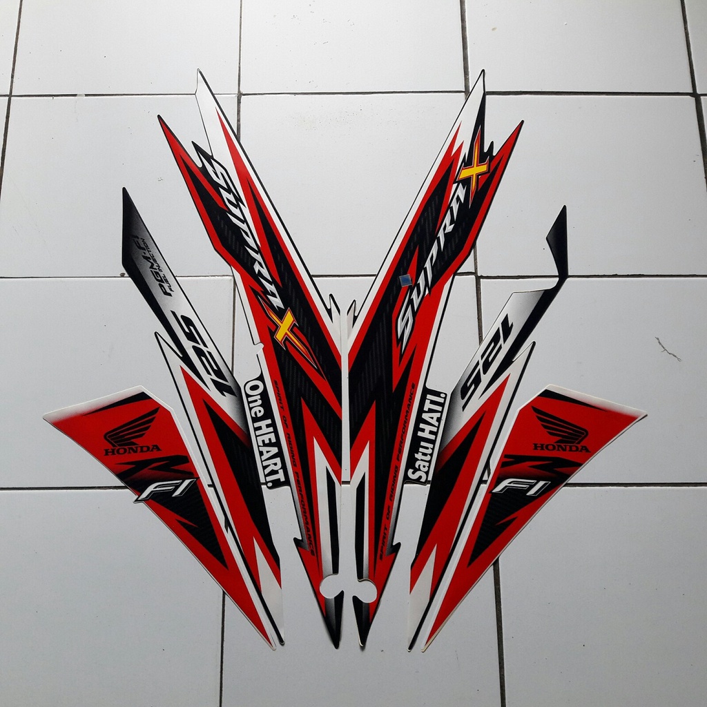 striping motor / stiker honda supra x 125 fi 2014 putih