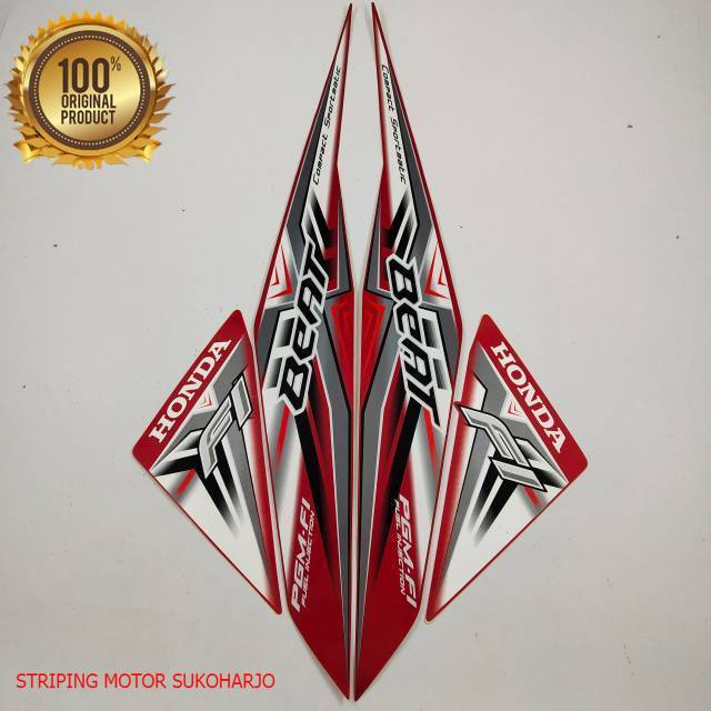 (ORI) striping honda beat fi 2015 merah kualitas original