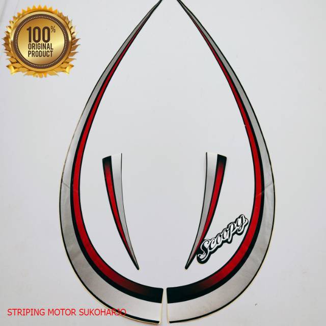 (ORI) striping honda scoopy karbu 2010 2011    hitam merah kualitas original