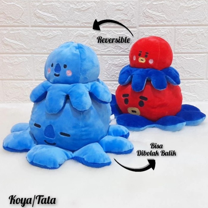 GEMESH Boneka Cumi - Cuma / Gurita Reversible / Bisa Dibolak Balik BTS Lucu - Koya/Tata 30cm