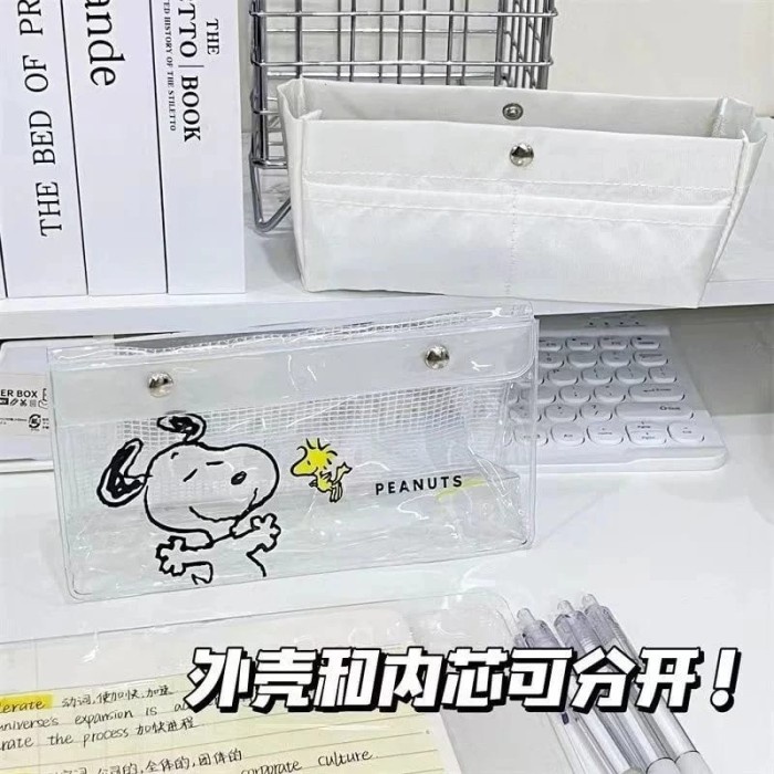 

Tempat pensil snoopy transparan PVC kotak pensil pouch lucu waterproof