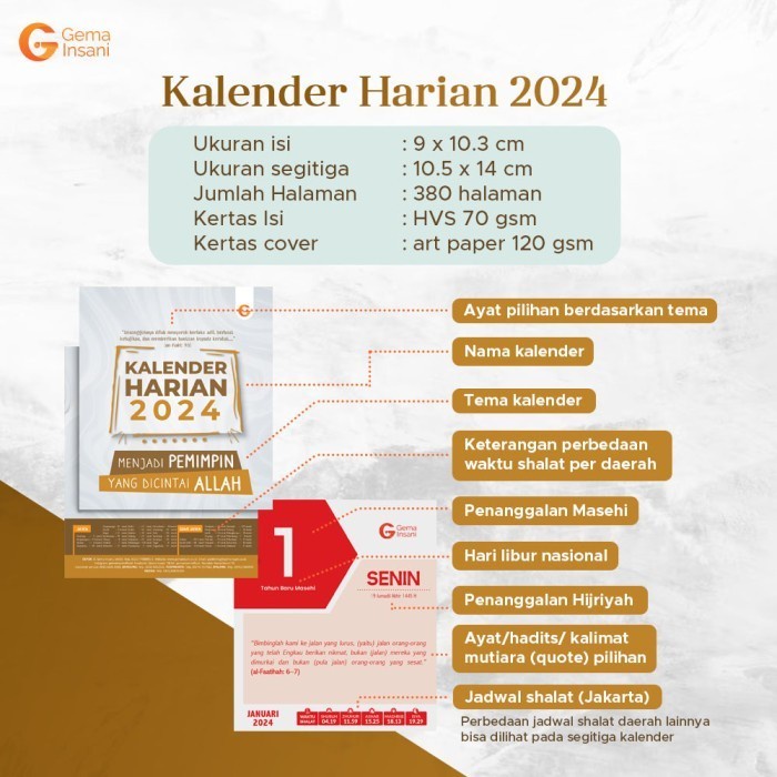

Kalender Meja Harian Muslim Calendar Duduk Islami Calender Sobek Mini