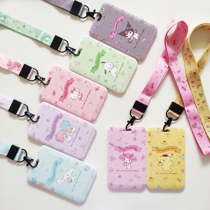 

JQ51 ID Card Holder Name Tag Lanyard / Kalung Kartu Cute Sanrio Mascot - Kuromi