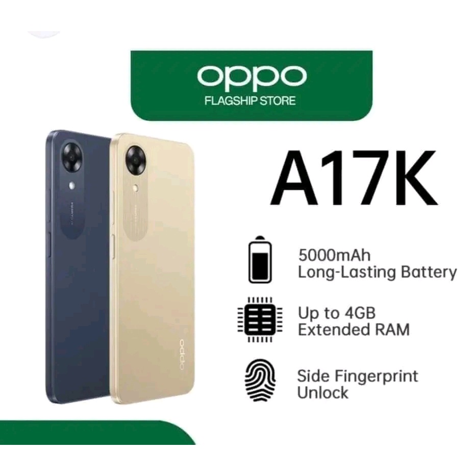 OPPO A17K RAM 3\64 Fullshet Nominus masih mulus second rasa baru garansi resmi indonesia