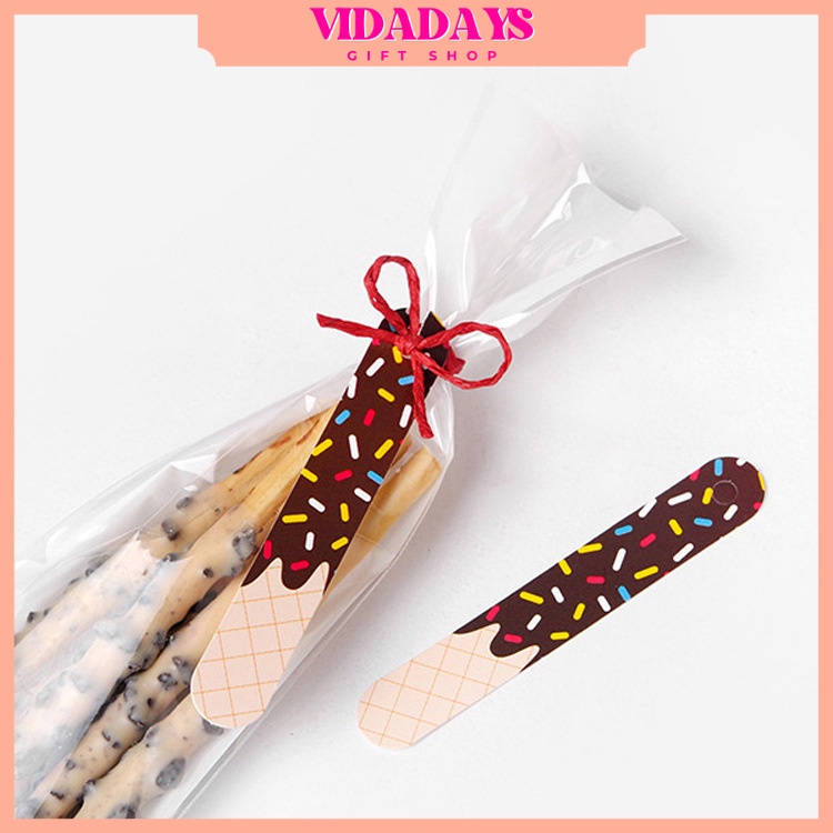 

VIDADAYS 10PCS/LEMBAR Hang Tag Hiasan Dekorasi Kartu Kecil Sebatang Coklat Lucu Tersedia Kartu Kecil Berhias Coklat Panjang Kartun Korea