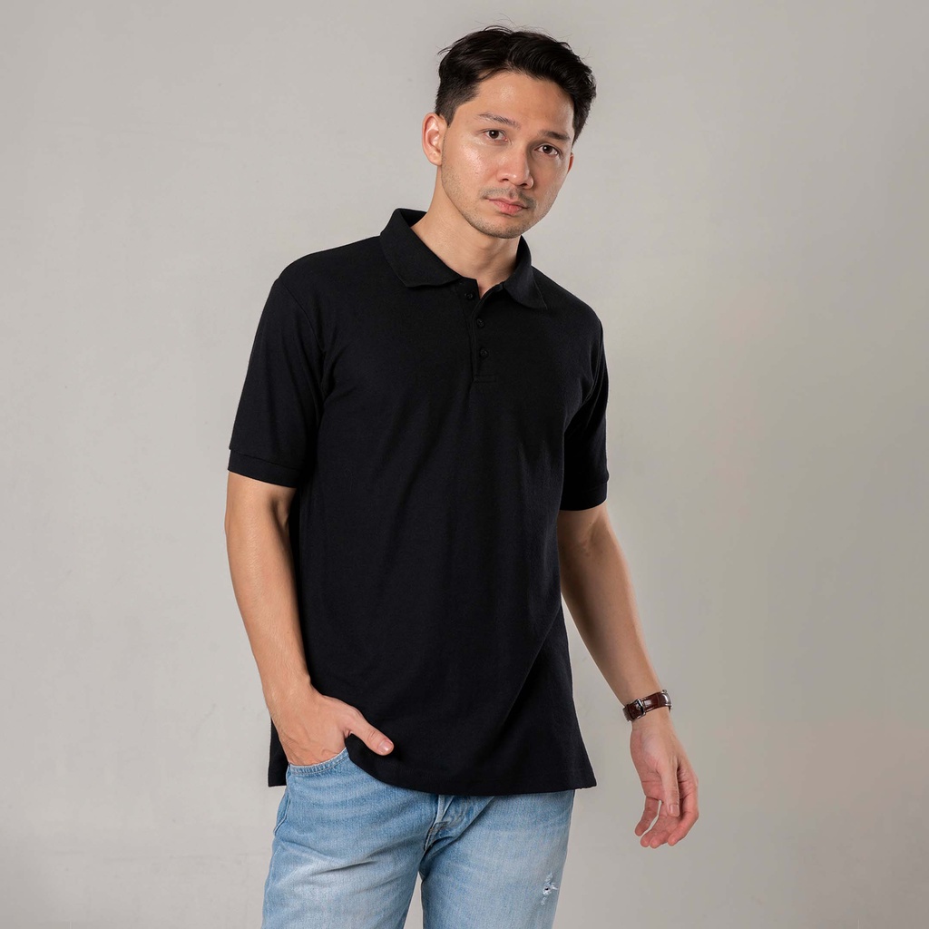 Kemeja Polo Pria WOODCUTTER Pique Polos - Chukker Black Hitam Basic