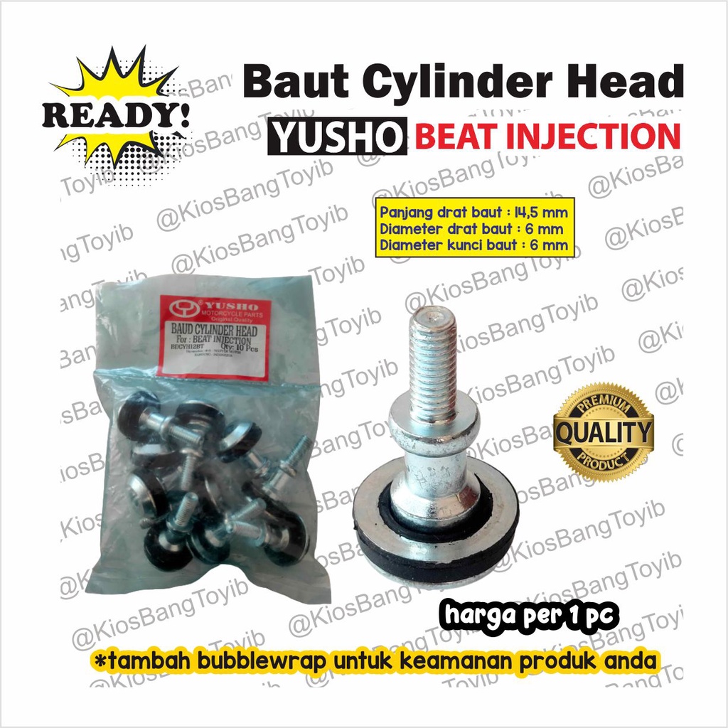 Baud Baut Cylinder Silinder Head+Karet Honda BEAT FI INJECTION (Yusho)