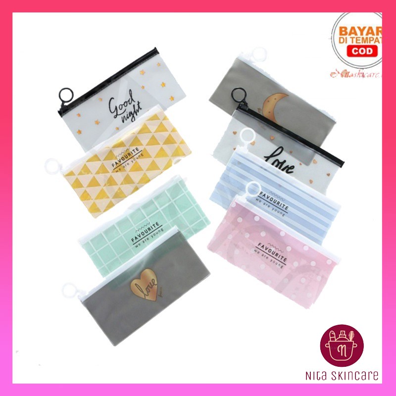

Kotak Pensil Tempat Pensil Zip Transparan Motif Karakter Love Tempat Kosmetik Zipper
