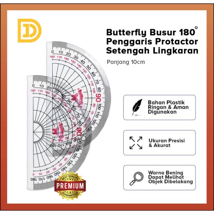 

Penggaris Busur Derajat Tebal Garisan Protactor 180 Setengah Lingkaran