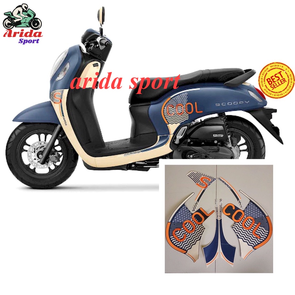 stiker scopy Striping Honda Scoopy 2021 2022 sporty fashion biru dongker blue cream cool list body s