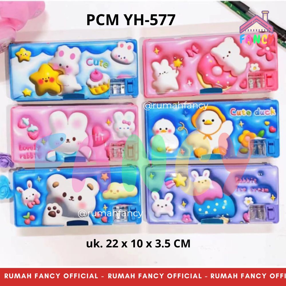 

[FREE DUS + BUBBLE] Kotak Pensil Magnet YH 577 Pensil Case Magnet Cute Duck Bunny Kelinci Dino Lucu Unik Murah