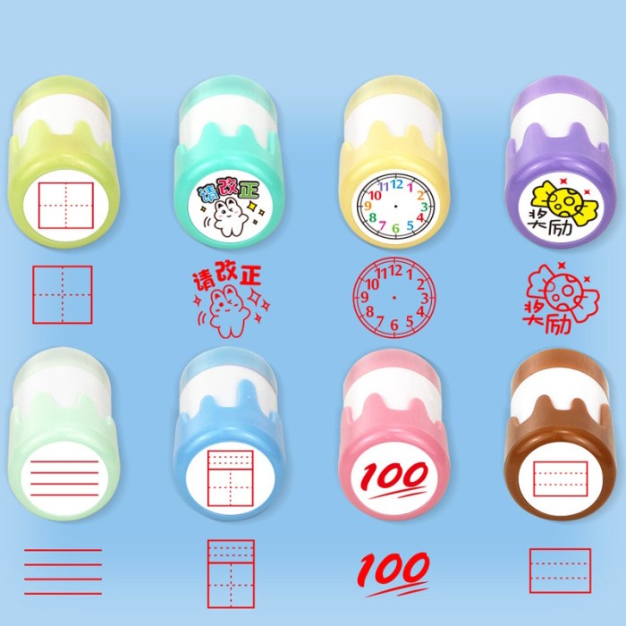 

[LOGU] Stempel kotak pinyin bishun jam, Stamp template belajar waktu mandarin