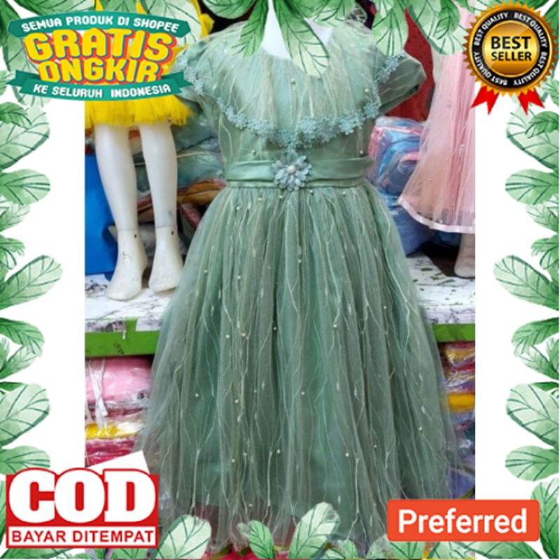 Gaun Pesta Anak Perempuan Dress Mutiara Melati Usia 1-12 Tahun// HARI RAYA IMLEK / BAJU IMLEK / CHAN