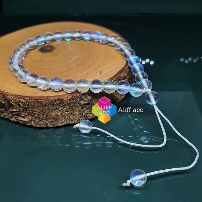 galang tasbih batu kalimaya pelangi 33 butir 6 mm 100%asli
