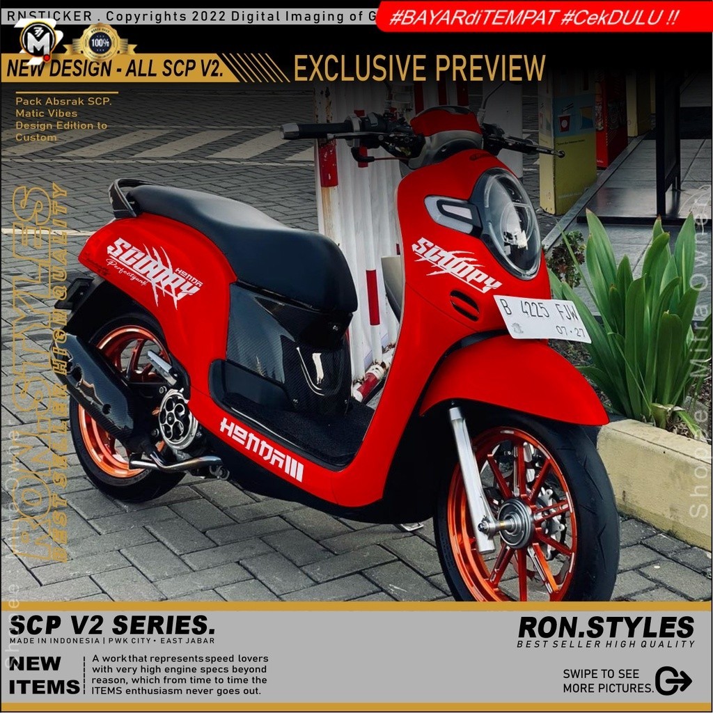 sticker cutting all bodi scoopy motif corak full sticker timbul new design