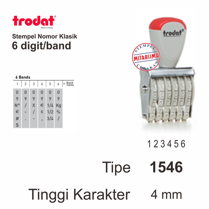 

Stempel klasik nomor merk Trodat 6 digit - 3 mm
