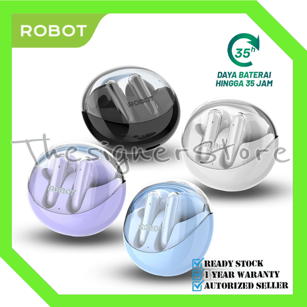 ROBOT T30 Flybuds TWS Earphone Bluetooth Wireless  TWS Transparent Case 5.3  - Garansi Resmi 1 Tahun