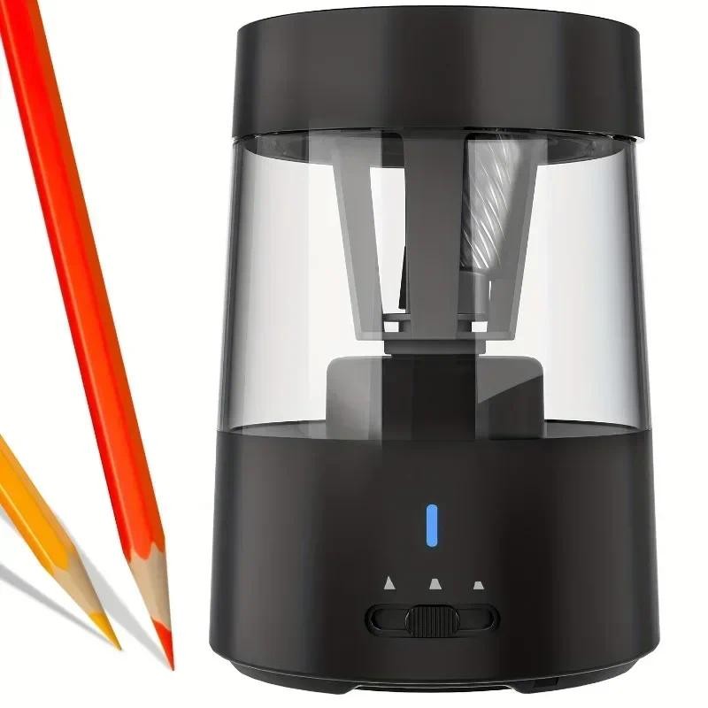 

Electric Pencil Sharpener Auto Stop Portable with Lid Fully Automatic Pencil Sharpener for Home Engineers Office Student