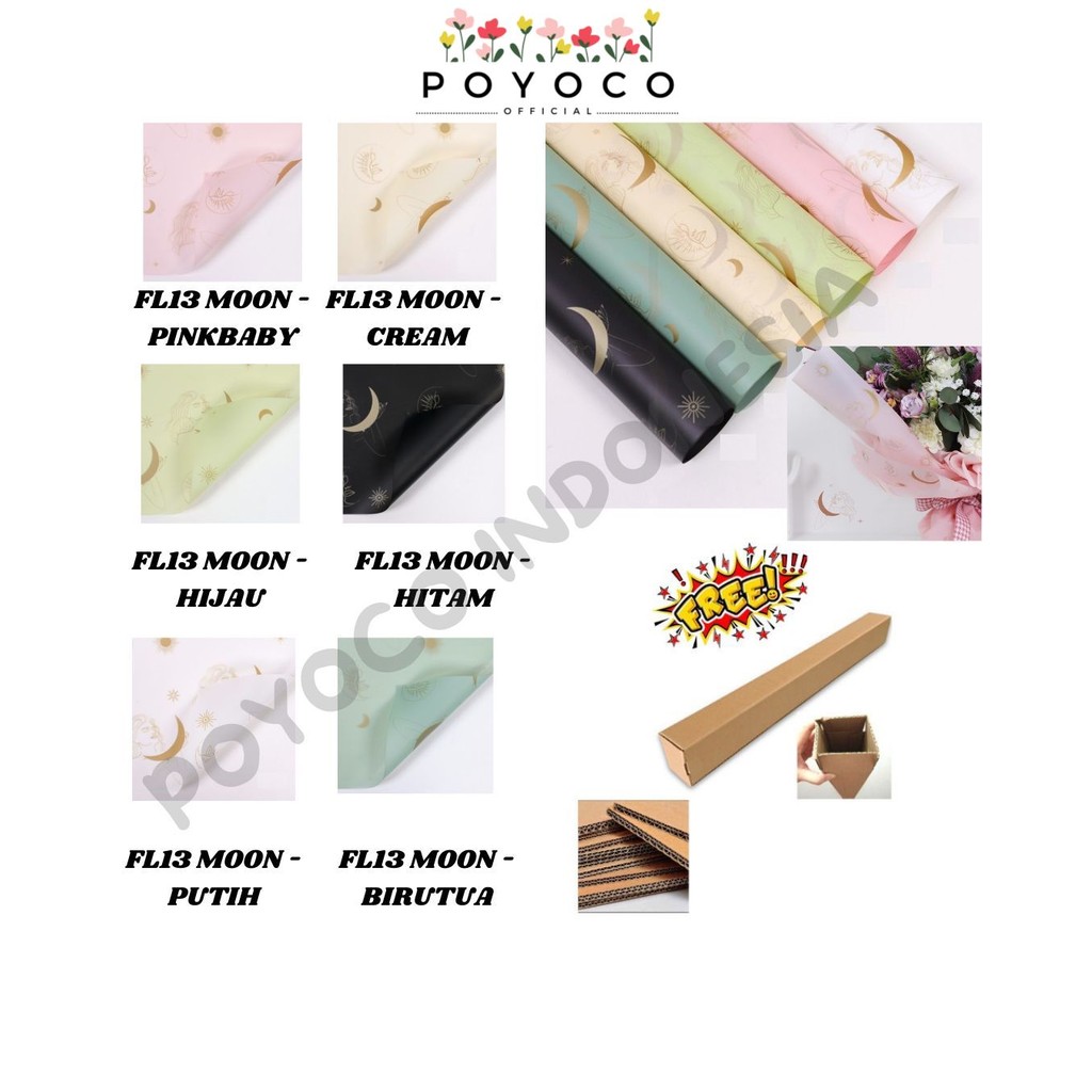 

POYOCO - (5 LEMBAR) - FL13 MOON Kertas Bunga Paper Buket Motif Bulan Modern Florist Cellophane