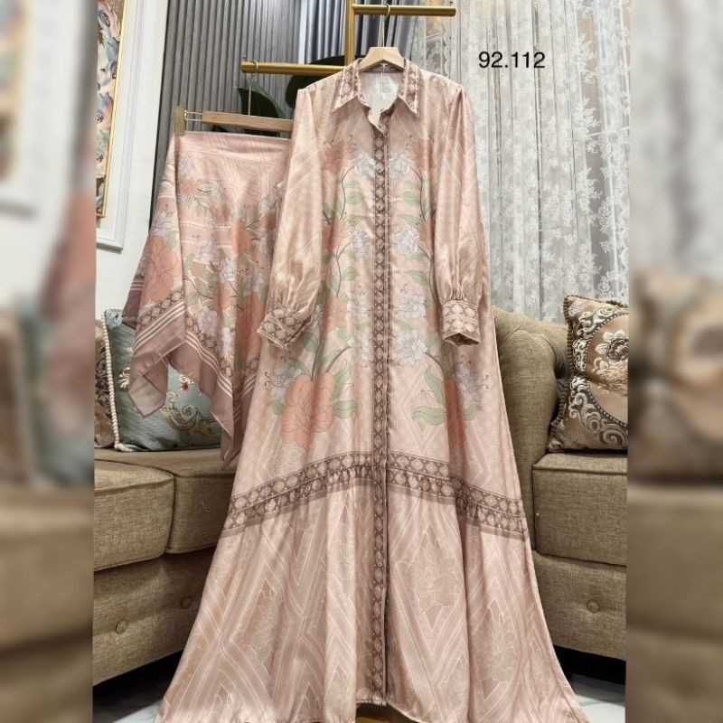 FR54E gamis silky set hijab premium