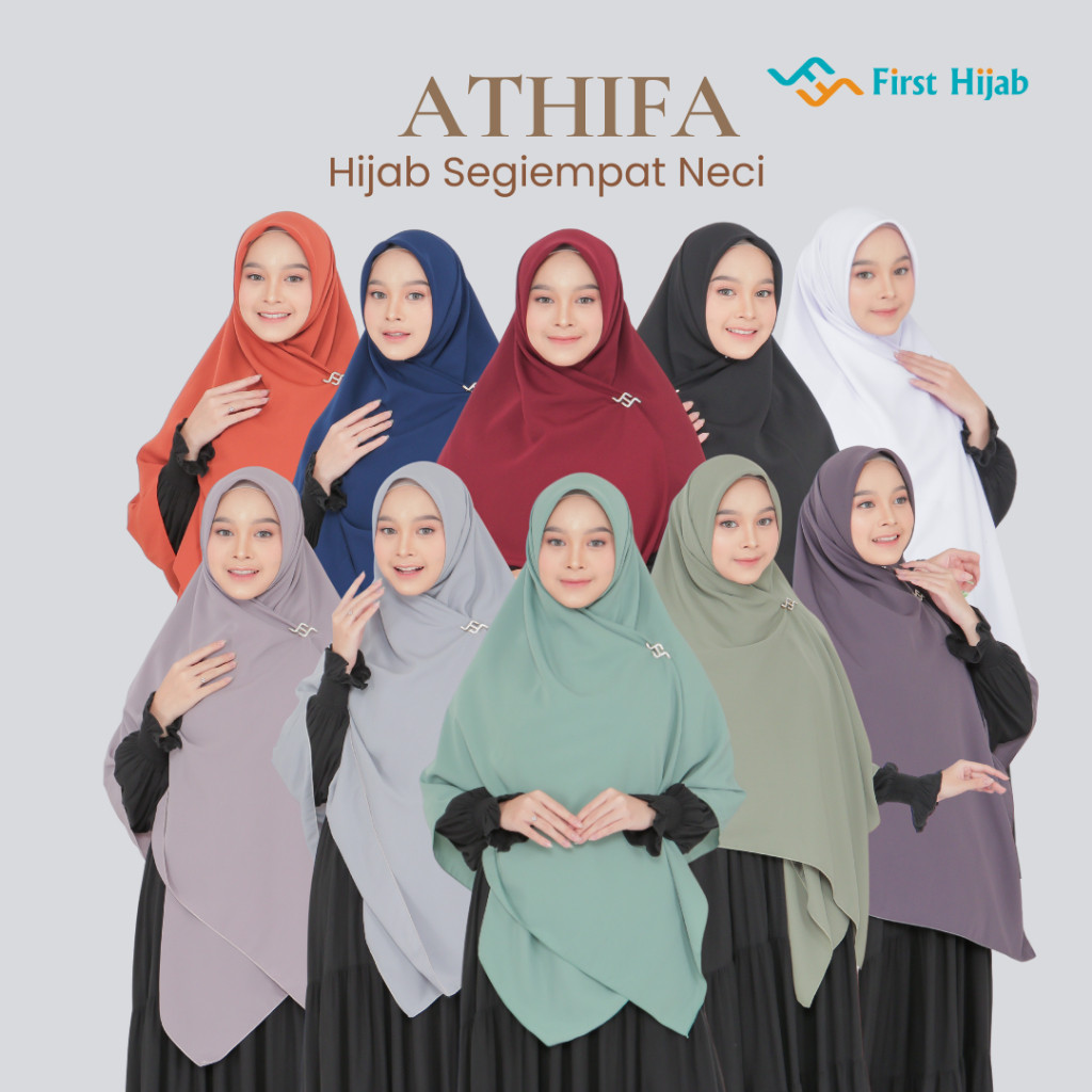 SW32Q Kerudung Jilbab Segi Empat Syari Premium Polos Cantik Terbaru Harga Murah Wolfis Athifa Hitam