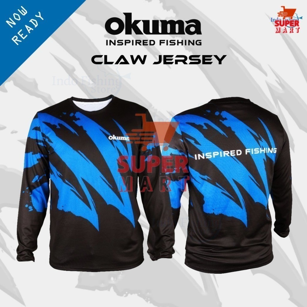 Supermart Surabaya Claw Jersey OKUMA Inspired Fishing Baju Kaos Mancing Resmi Original Lengan Panjan