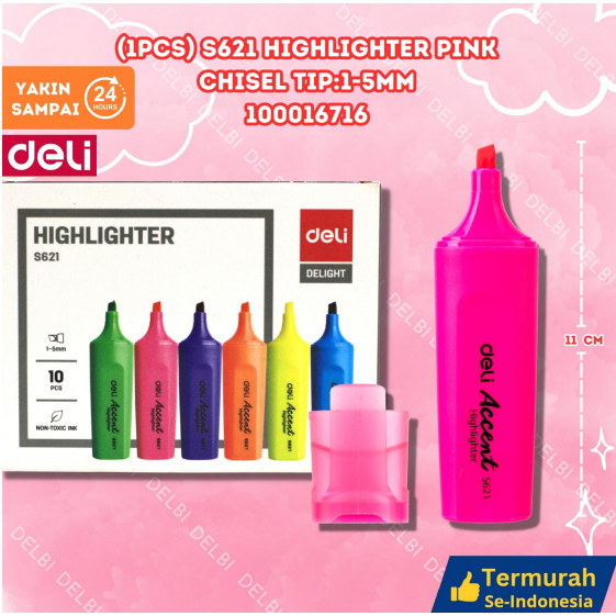 

Highlighter/Stabilo Deli-S621 k (1PCS) S621 Highlighter PINK Chisel tip1-5mm DELI STABILO