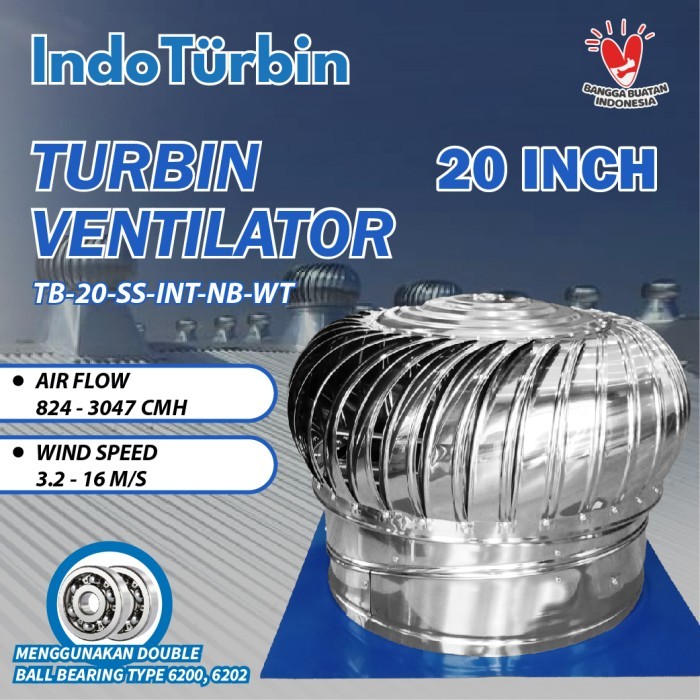 Turbin Ventilator 20 Inch Turbine Roof Fan Ventilasi Exhaust Atap Rumah Pabrik 20" IndoTurbin