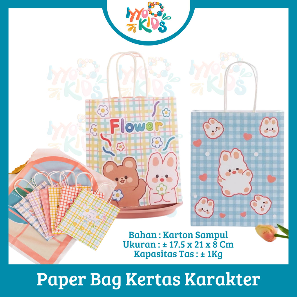 

IYYO KIDS | GB65 Kantong Tentengan Bingkisan Paper Bag Paperbag Karakter Kartun Beruang Lucu Goodie Bag Motif Rabbit & Bear Tas Jinjing Serbaguna Bingkisan Hadiah Hampers Ulang Tahun Anak Kotak Souvenir Kertas Mini Lucu Aesthetic Murah