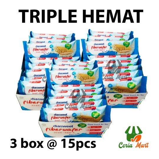 

Fiber Wafer Sugar Free Diet Diabetes PAKET 3 BOX Fiberwafer Vanilla isi 15
