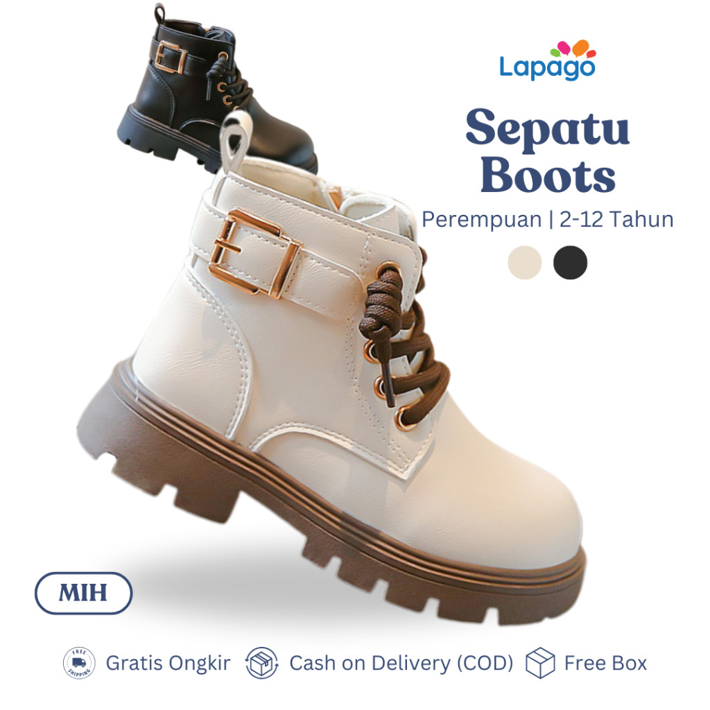FR54E LAPAGO FREE BOX Sepatu Boots Elegant Pesta Anak Kids Perempuan  Usia 2 - 12 Tahun Type MIH