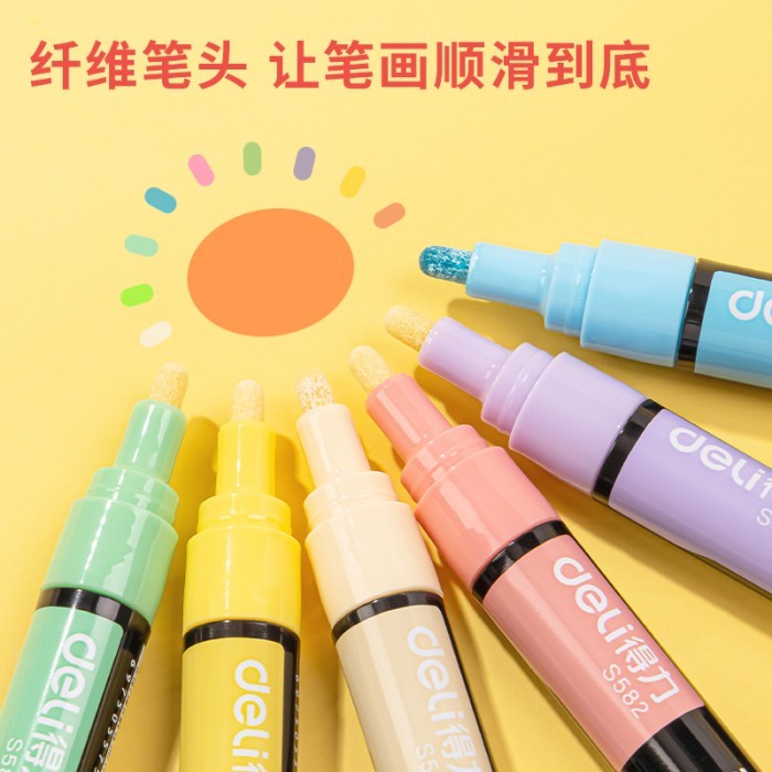 

Deli Acrylic Marker / Spidol Akrilik 6 Warna Pastel Metalik S58X - Pastel