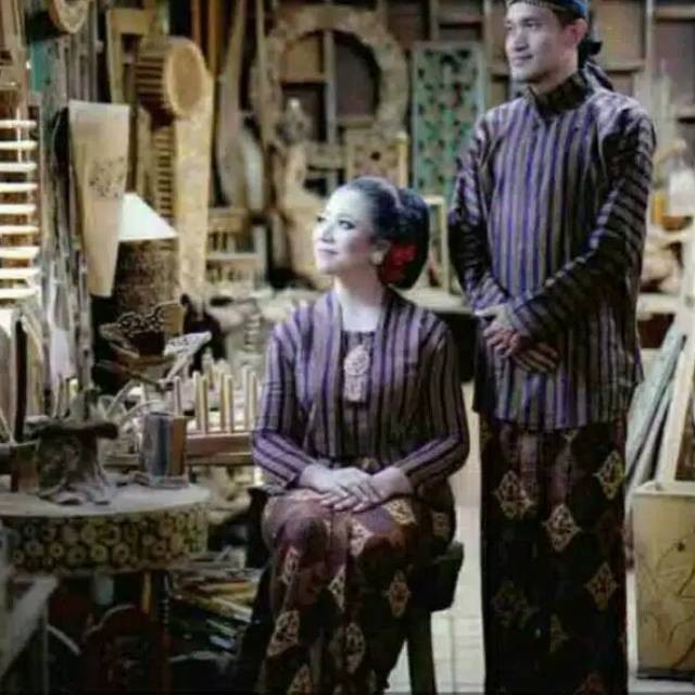 Baju Surjan Lurik couple || Baju Couple+Jarik Coklat/Rok Batik ||surjan dan kebaya lurik