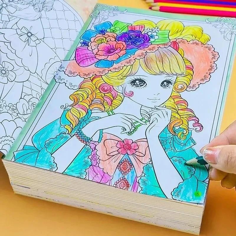 

6Books/Set 192 Pages Perfect Princess Coloring Book for Girl Gift Children Graffiti Coloring Picture Painting Book Libros