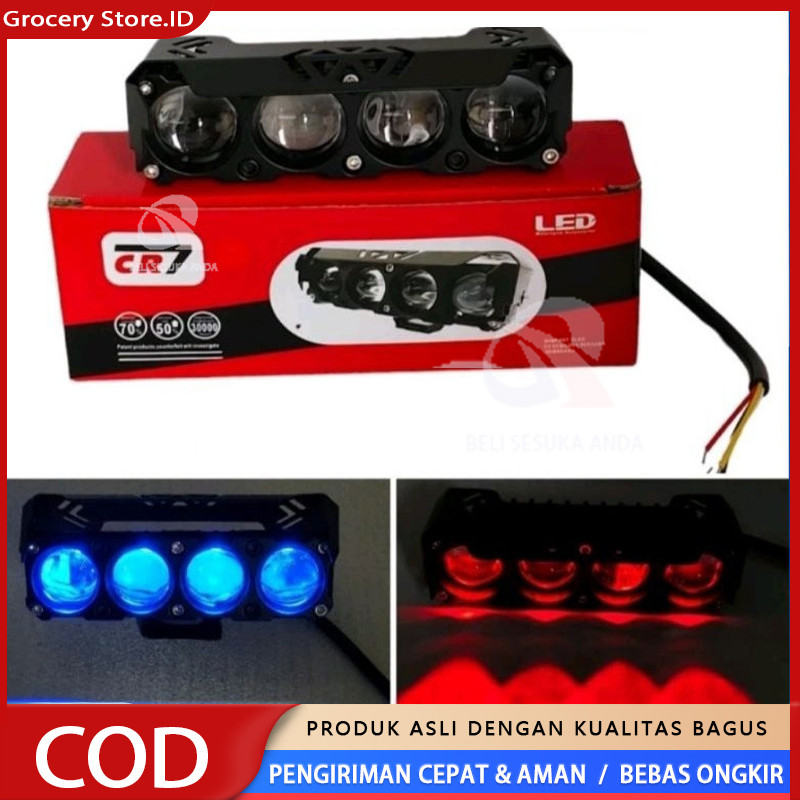 NEW Lampu Tembak 4 Mata CR7 Upgrade Plus Devil Full Alumunium Waterproof