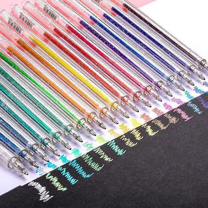 

8/12/18 Colors Glitter Gel Pen Quick Dry 1mm Fluorescent Color Gel Ink Highlight Painting Coloring Kawaii School Supplies
