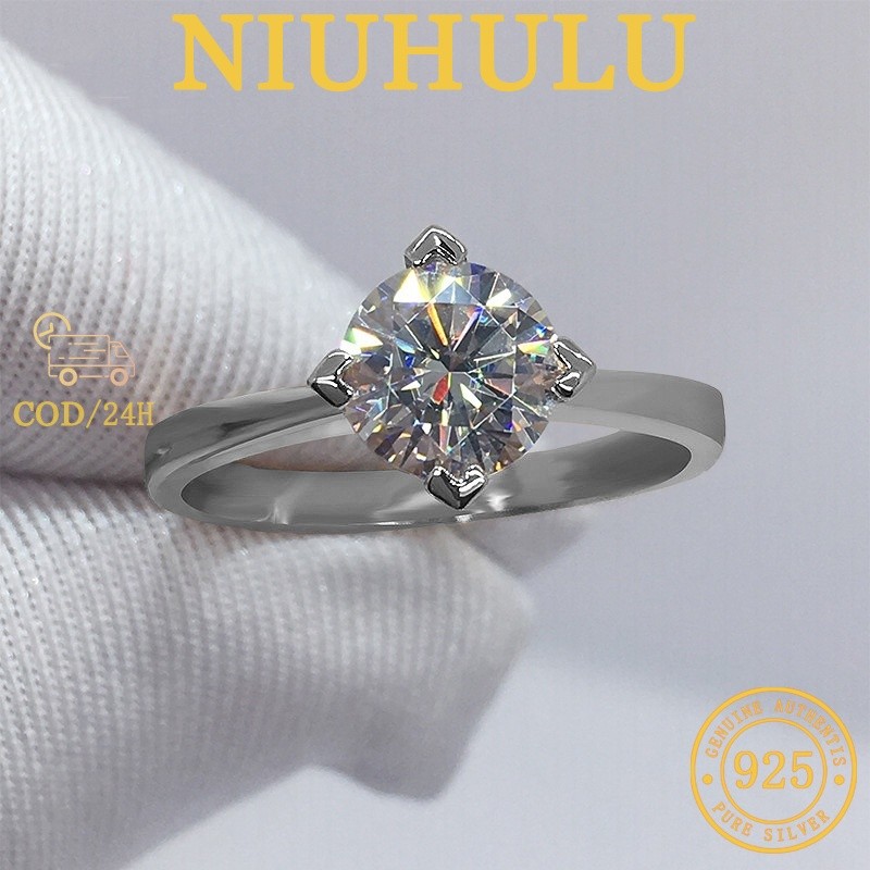 PT950 Platinum Diagonal Empat Cakar Cincin Terbuka Moissanite Cincin Wanita
