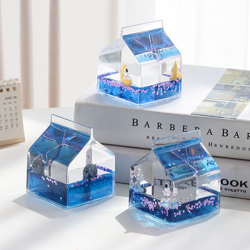 ☂Ornamen Jam Pasir Hisap Cair Astronot, Hiasan Meja Kamar Anak-anak Kebocoran Minyak Dekompresi/Hadi