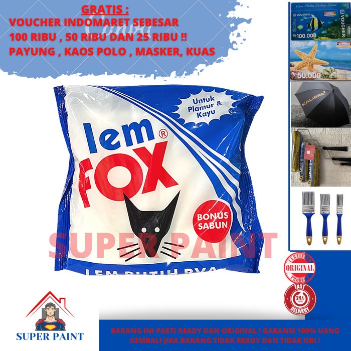 Lem Fox Putih 600 gram bungkus biru / Lem kayu Fox bungkus biru 600 gr