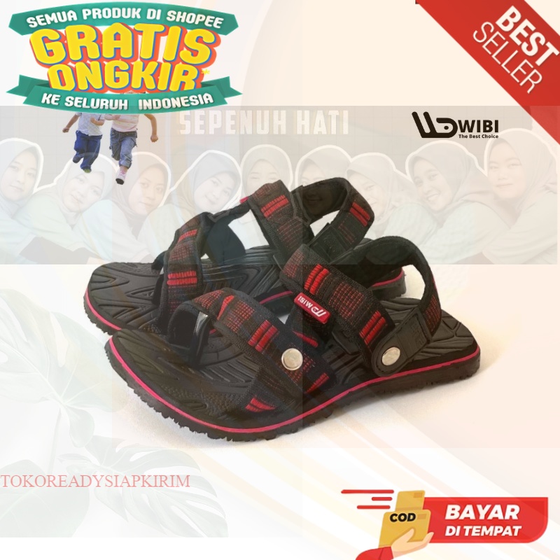 Sendal Keren Sandal Import WIBI 26-37 Adventure Kids Red   Gunung Anak Jepit Slip On Pria Wanita  Wi