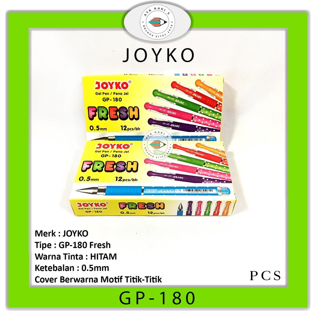 

JOYKO - Pulpen Oil Gel Pen GP-180 Fresh 0.5mm - Pcs