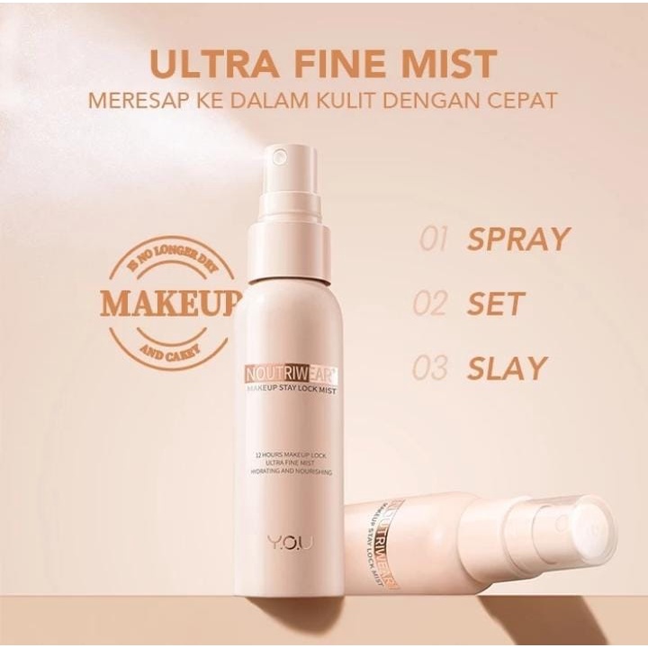 (OHANA) Y.O.U NoutriWear+ Makeup Stay Lock Mist | Setting Spray |  Tahan Lama Hingga 12 Jam 55ml